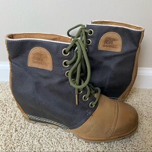 Sorel PDX Wedge Boots Lace Up Lexie Wedge Elk Camel Brown 8.5